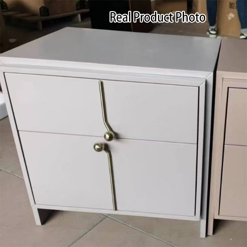 Eco-Friendly Scandinavian Bedside Table - Pure Minimalist Lines & Baking Paint Craft Nightstand 2-Drawer For Bedroom