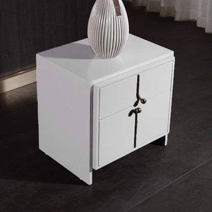 Eco-Friendly Scandinavian Bedside Table - Pure Minimalist Lines & Baking Paint Craft Nightstand 2-Drawer For Bedroom