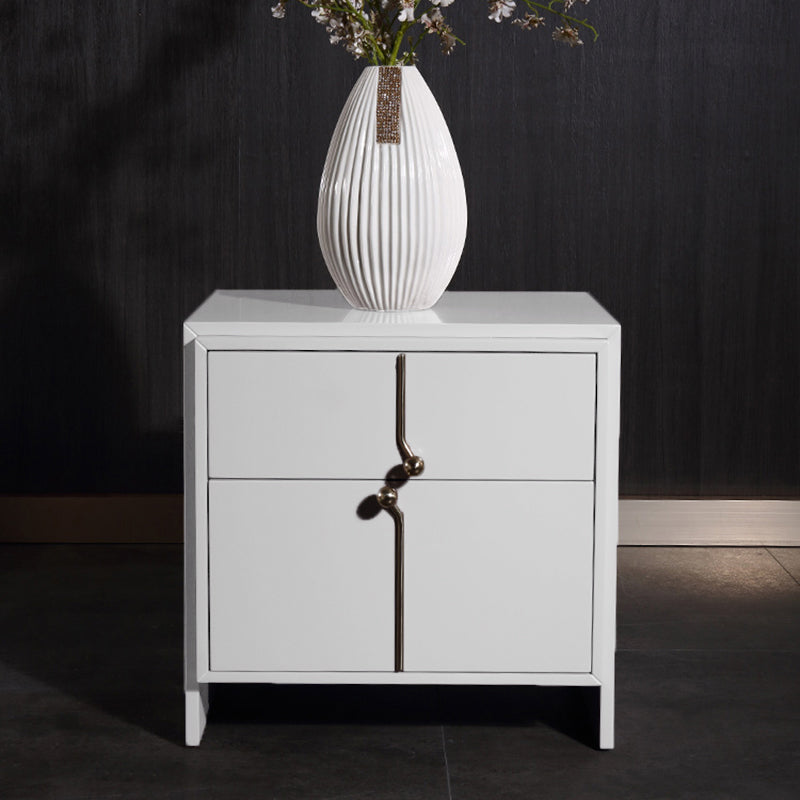 Eco-Friendly Scandinavian Bedside Table - Pure Minimalist Lines & Baking Paint Craft Nightstand 2-Drawer For Bedroom
