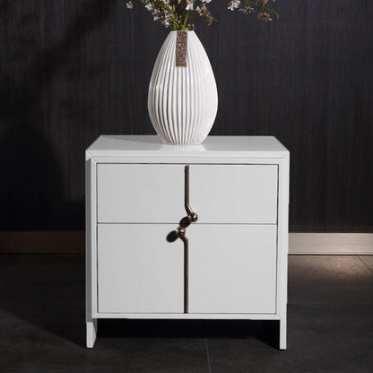 Eco-Friendly Scandinavian Bedside Table - Pure Minimalist Lines & Baking Paint Craft Nightstand 2-Drawer For Bedroom