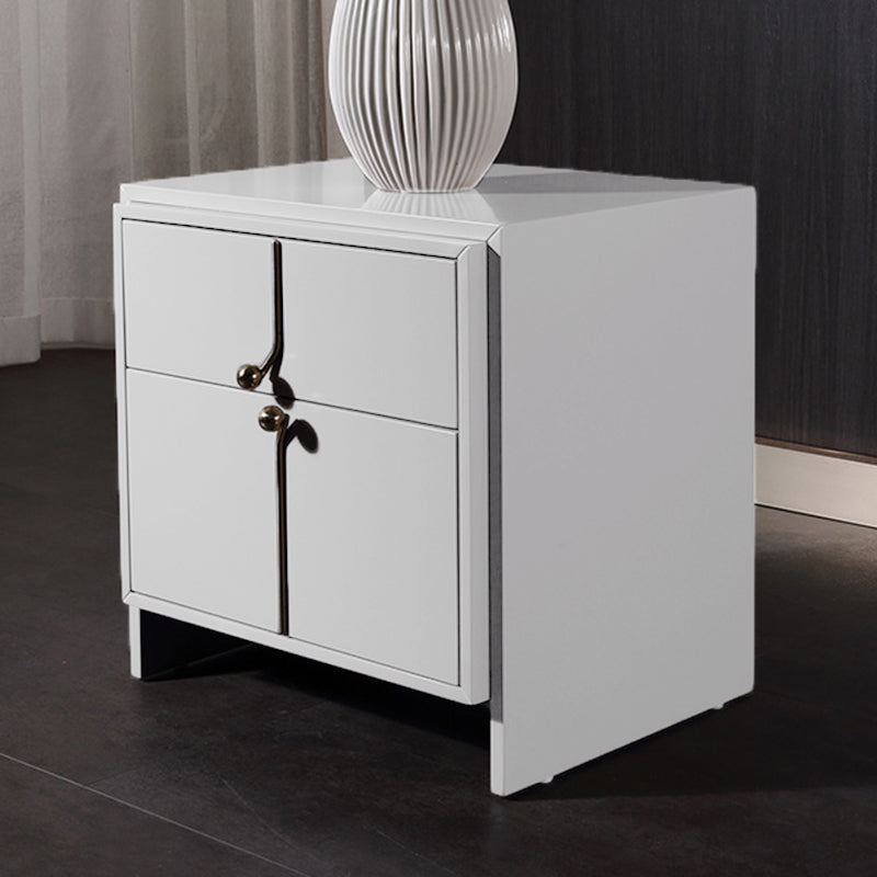 Eco-Friendly Scandinavian Bedside Table - Pure Minimalist Lines & Baking Paint Craft Nightstand 2-Drawer For Bedroom
