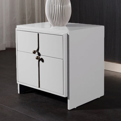 Eco-Friendly Scandinavian Bedside Table - Pure Minimalist Lines & Baking Paint Craft Nightstand 2-Drawer For Bedroom