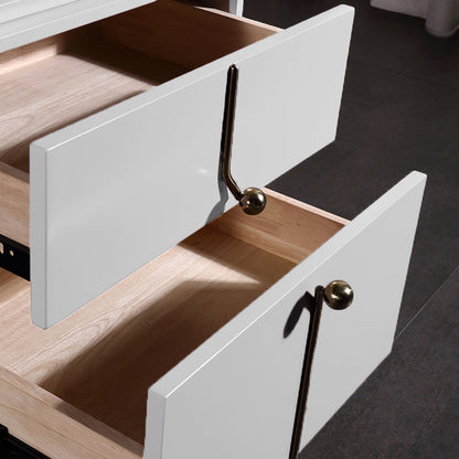 Eco-Friendly Scandinavian Bedside Table - Pure Minimalist Lines & Baking Paint Craft Nightstand 2-Drawer For Bedroom