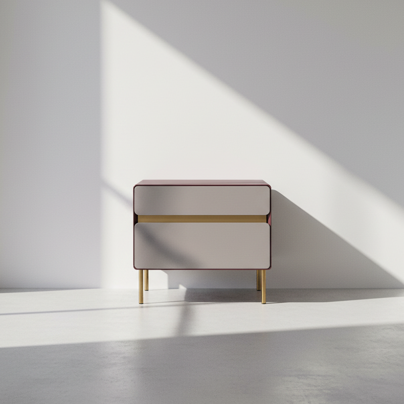 Luxury Color & Line Collision Bedside Table - Formaldehyde-Free Eco-Friendly Nightstand 2-Drawer For Bedroom & Living Room