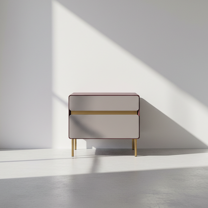 Luxury Color & Line Collision Bedside Table - Formaldehyde-Free Eco-Friendly Nightstand 2-Drawer For Bedroom & Living Room