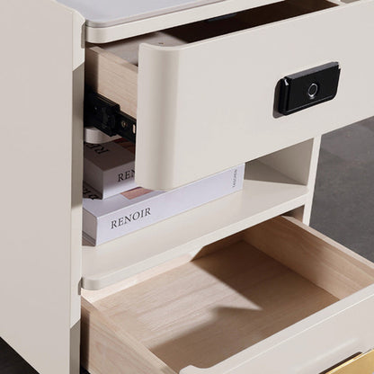 Tech-Enabled Minimalist Bedside Table - Convenient Wireless Charging & Fingerprint Lock Nightstand 2-Drawer For Bedroom & Living Room