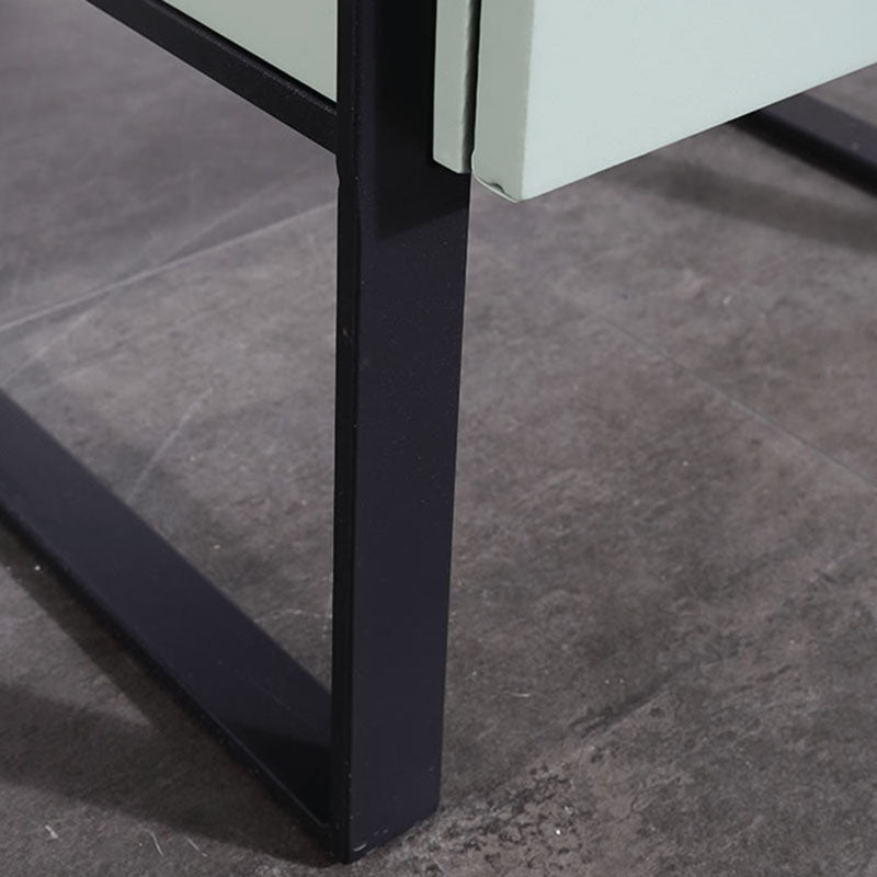 Elegant & Practical Nightstand - Industrial Featuring Faux Leather Upholstery Bedside Table 1-Drawer For Bedroom