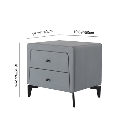 Nordic Aesthetic Bedside Table - Exquisite Faux Leather Work Craftsmanship Design Nightstand 2-Drawer For Bedroom