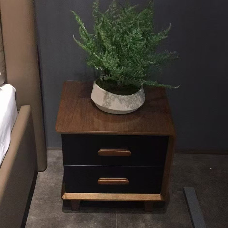 Vintage Classic Walnut Bedside Table - High-Texture Craftsmanship Nightstand 2-Drawer For Bedroom & Living Room
