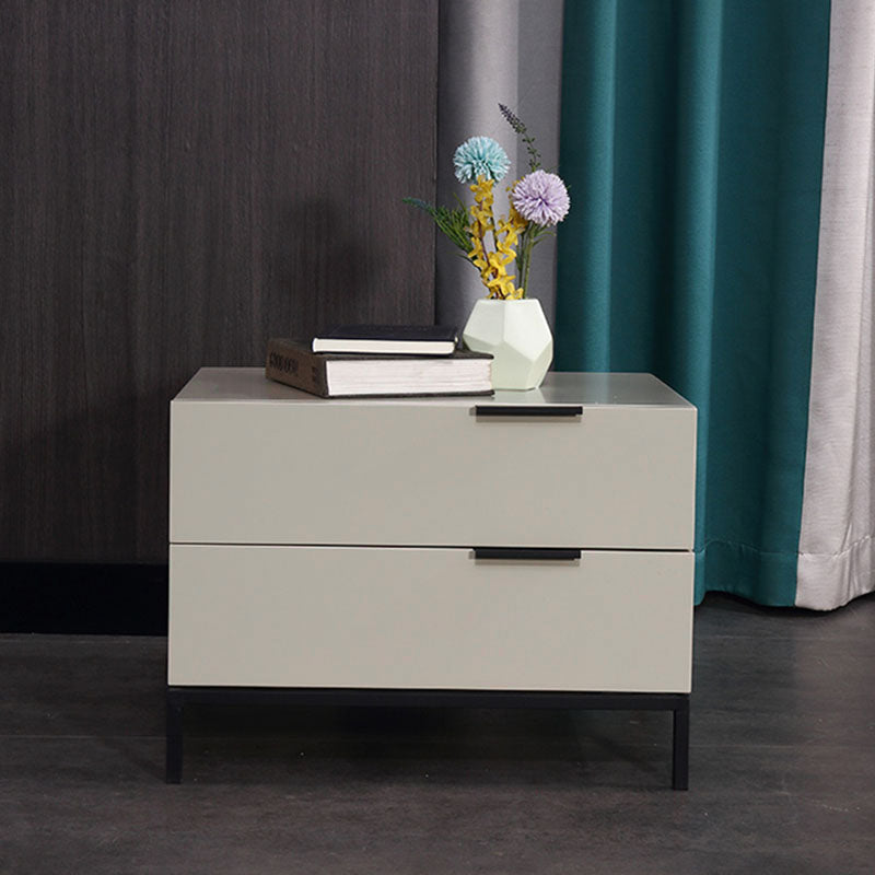 Cream White Scandinavian Nightstand - Functional Solid Wood Soft-Close Drawers Bedside Table 2-Drawer For Bedroom