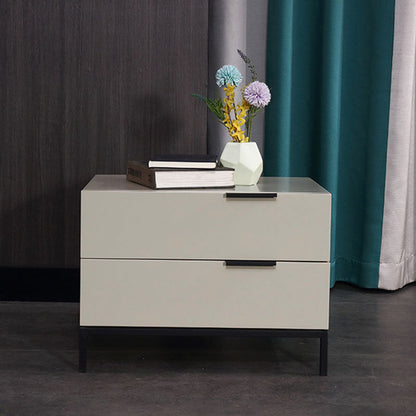 Cream White Scandinavian Nightstand - Functional Solid Wood Soft-Close Drawers Bedside Table 2-Drawer For Bedroom