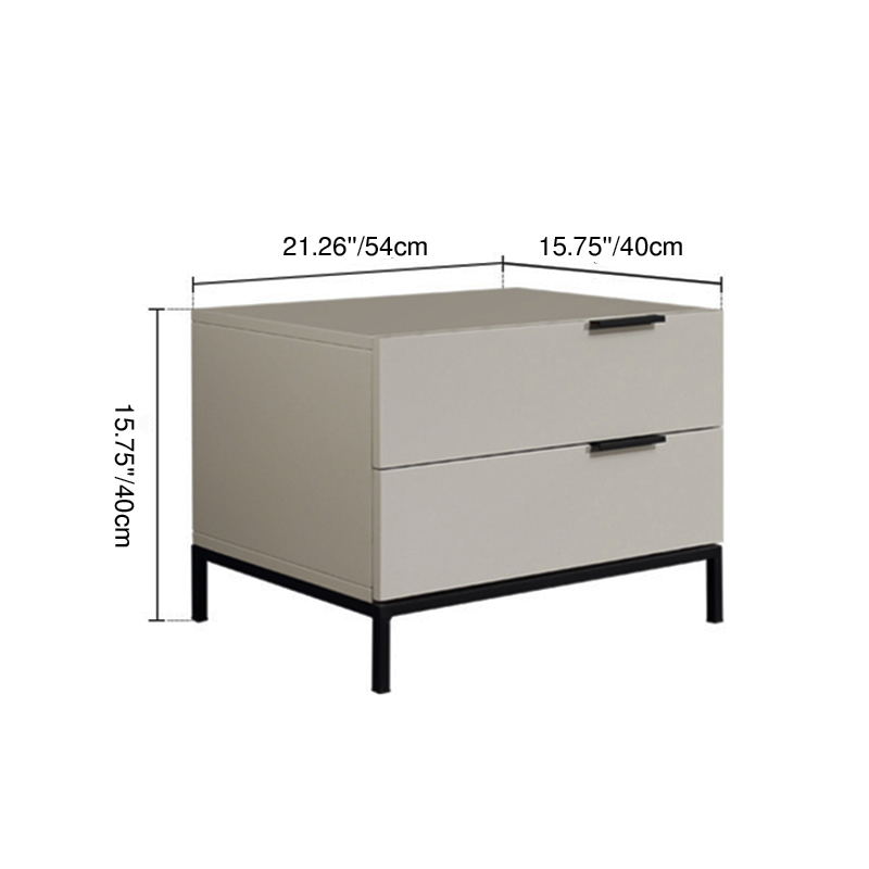 Cream White Scandinavian Nightstand - Functional Solid Wood Soft-Close Drawers Bedside Table 2-Drawer For Bedroom