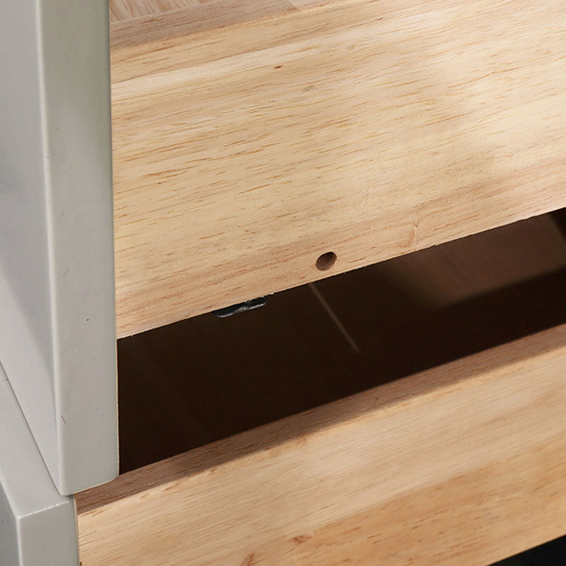 Cream White Scandinavian Nightstand - Functional Solid Wood Soft-Close Drawers Bedside Table 2-Drawer For Bedroom