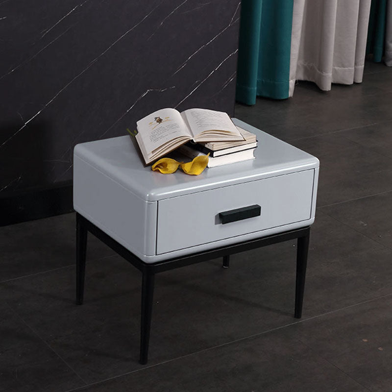Industrial-Style Bedroom Bedside Table - E1 Eco-Friendly Solid Wood 1-Drawer Nightstand For Bedroom & Living Room