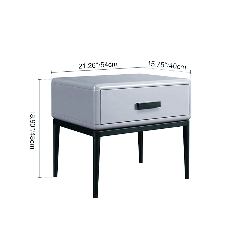 Industrial-Style Bedroom Bedside Table - E1 Eco-Friendly Solid Wood 1-Drawer Nightstand For Bedroom & Living Room