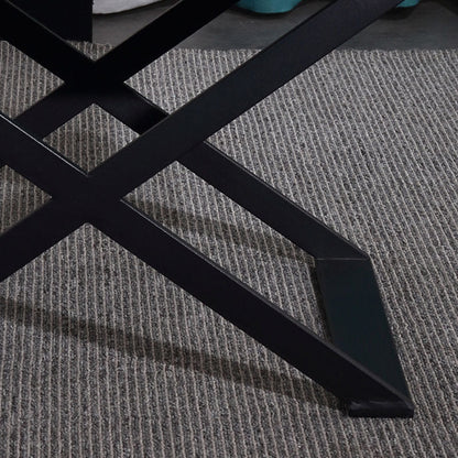 Blue-Black Industrial Nightstand - Heavy-Duty Triangular Iron Legs Bedside Table 1-Drawer For Bedroom