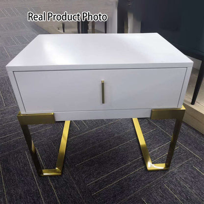 Industrial Hardcore-Designed Bedside Table - High-Gloss Baked Paint Craft Nightstand 1-Drawer For Bedroom