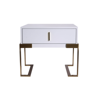 Industrial Hardcore-Designed Bedside Table - High-Gloss Baked Paint Craft Nightstand 1-Drawer For Bedroom