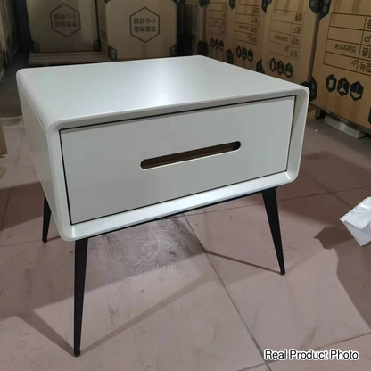E1 Formaldehyde-Free Bedside Table - Delicate Baking Paint Craftsmanship & Solid Wood 1-Drawer Nightstand For Bedroom & Living Room