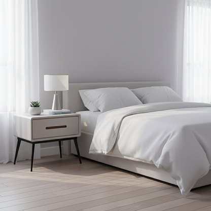 E1 Formaldehyde-Free Bedside Table - Delicate Baking Paint Craftsmanship & Solid Wood 1-Drawer Nightstand For Bedroom & Living Room