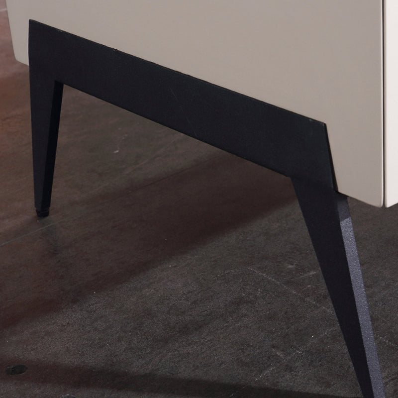 Space-Saving Bedroom Side Table - Durable Baking Paint & Stable Carbon Steel Accents Nightstand 2-Drawer Nightstand For Bedroom