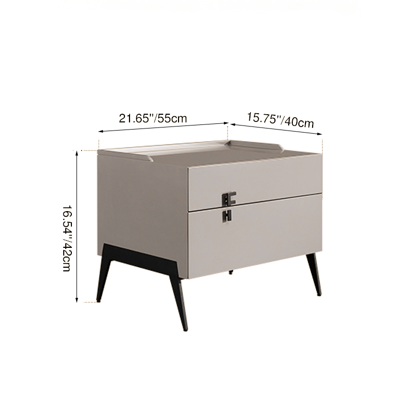 Space-Saving Bedroom Side Table - Durable Baking Paint & Stable Carbon Steel Accents Nightstand 2-Drawer Nightstand For Bedroom