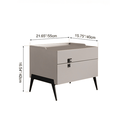 Space-Saving Bedroom Side Table - Durable Baking Paint & Stable Carbon Steel Accents Nightstand 2-Drawer Nightstand For Bedroom
