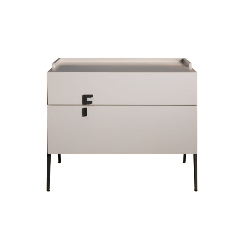 Space-Saving Bedroom Side Table - Durable Baking Paint & Stable Carbon Steel Accents Nightstand 2-Drawer Nightstand For Bedroom