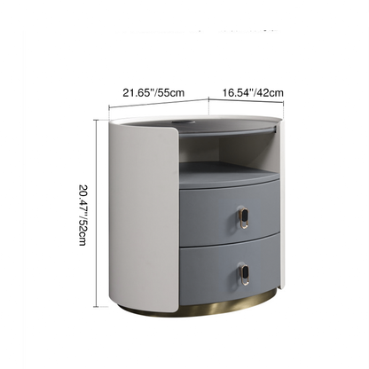 Premium Luxury Nightstand - Matte Baked Paint Curved Multi-Style Adaptability Bedside Table 2-Drawer For Bedroom