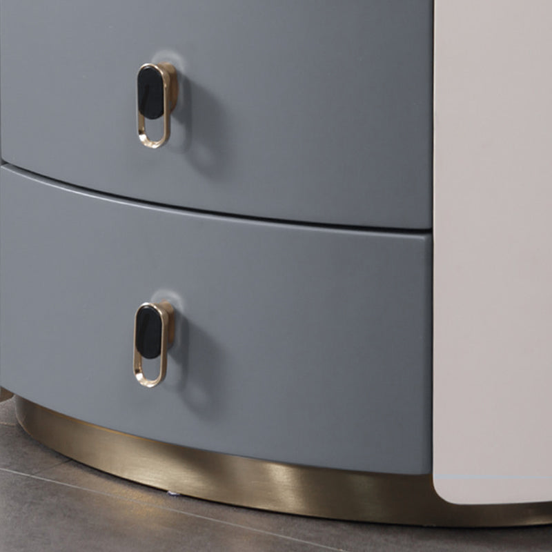 Premium Luxury Nightstand - Matte Baked Paint Curved Multi-Style Adaptability Bedside Table 2-Drawer For Bedroom