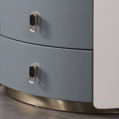 Premium Luxury Nightstand - Matte Baked Paint Curved Multi-Style Adaptability Bedside Table 2-Drawer For Bedroom