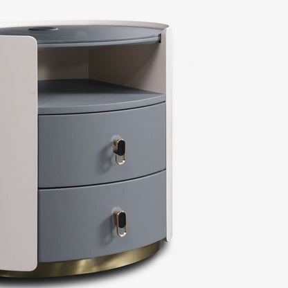 Premium Luxury Nightstand - Matte Baked Paint Curved Multi-Style Adaptability Bedside Table 2-Drawer For Bedroom