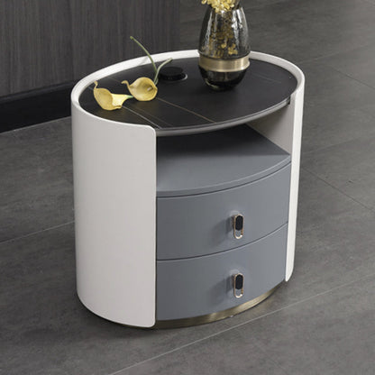 Premium Luxury Nightstand - Matte Baked Paint Curved Multi-Style Adaptability Bedside Table 2-Drawer For Bedroom