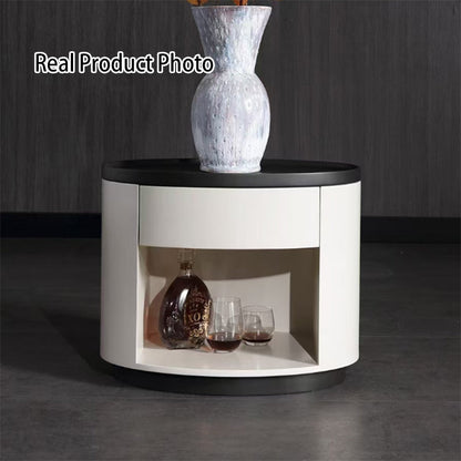 Sleek Handleless Bedside Table - Press-to-Open Rebound Rail & Premium Baked Paint Nightstand 1- Drawer For Bedroom