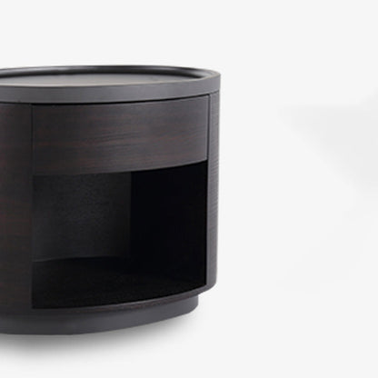Sophisticated Vintage Baked Paint Nightstand - Wood Veneer Dual Storage Design 1-Drawer Bedside Table For Bedroom & Living Room