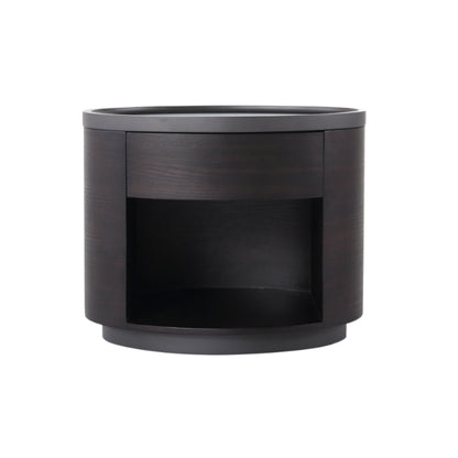 Sophisticated Vintage Baked Paint Nightstand - Wood Veneer Dual Storage Design 1-Drawer Bedside Table For Bedroom & Living Room