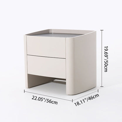 Timeless French Elegance Faux Leather Nightstand - Premium Dual Materials & Silky-Smooth Large 2-Drawer Bedside Table For Bedroom
