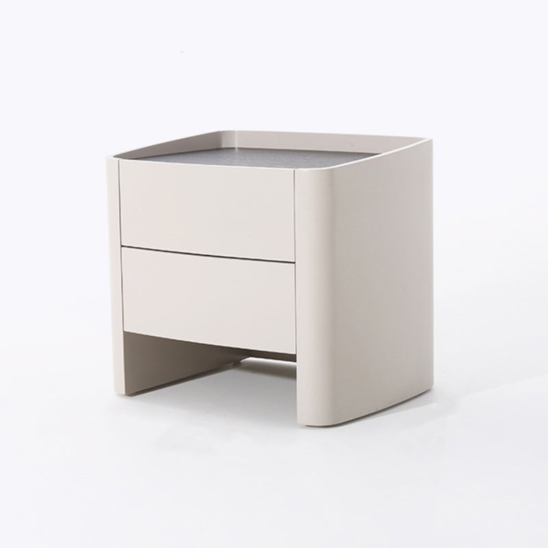 Timeless French Elegance Faux Leather Nightstand - Premium Dual Materials & Silky-Smooth Large 2-Drawer Bedside Table For Bedroom