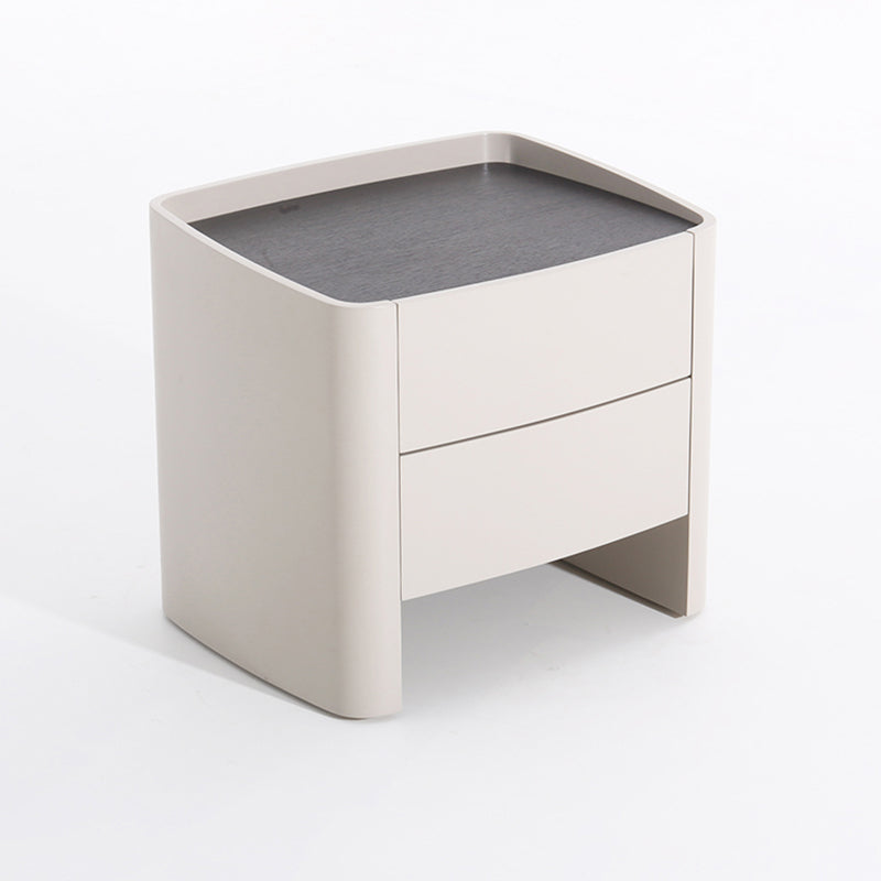 Timeless French Elegance Faux Leather Nightstand - Premium Dual Materials & Silky-Smooth Large 2-Drawer Bedside Table For Bedroom
