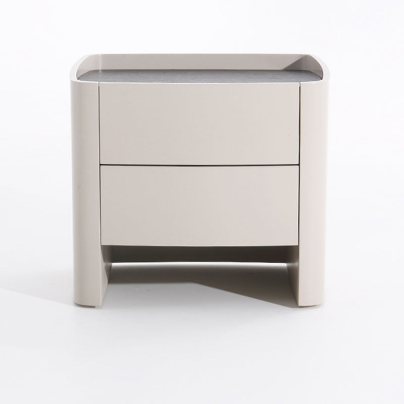 Timeless French Elegance Faux Leather Nightstand - Premium Dual Materials & Silky-Smooth Large 2-Drawer Bedside Table For Bedroom