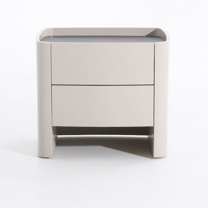 Timeless French Elegance Faux Leather Nightstand - Premium Dual Materials & Silky-Smooth Large 2-Drawer Bedside Table For Bedroom