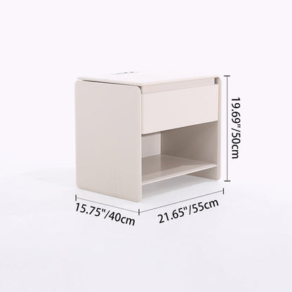 Modern Minimalist Nightstand - Wireless Charging & Easy-Clean Baking Paint Bedside Table -Drawer For Bedroom