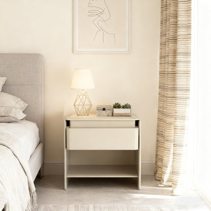Modern Minimalist Nightstand - Wireless Charging & Easy-Clean Baking Paint Bedside Table -Drawer For Bedroom