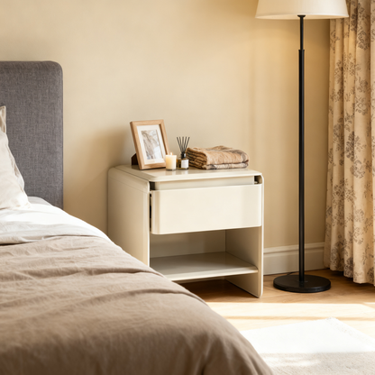 Modern Minimalist Nightstand - Wireless Charging & Easy-Clean Baking Paint Bedside Table -Drawer For Bedroom
