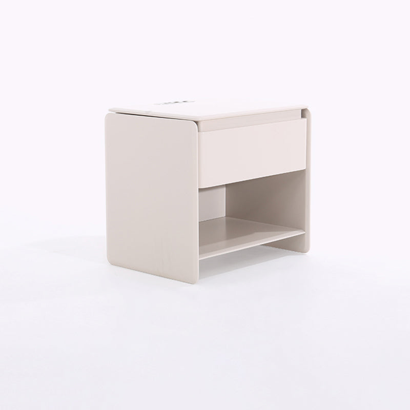 Modern Minimalist Nightstand - Wireless Charging & Easy-Clean Baking Paint Bedside Table -Drawer For Bedroom