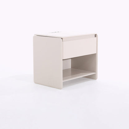 Modern Minimalist Nightstand - Wireless Charging & Easy-Clean Baking Paint Bedside Table -Drawer For Bedroom