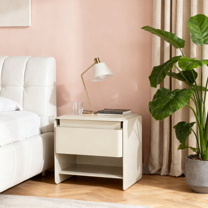 Modern Minimalist Nightstand - Wireless Charging & Easy-Clean Baking Paint Bedside Table -Drawer For Bedroom