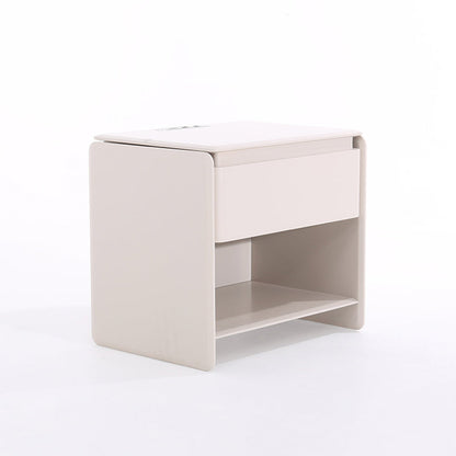 Modern Minimalist Nightstand - Wireless Charging & Easy-Clean Baking Paint Bedside Table -Drawer For Bedroom
