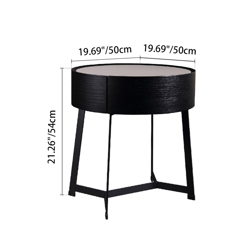 Dual-Material Bedside Table - Corrosion-Resistant Nightstand 1-Drawer For Bedroom