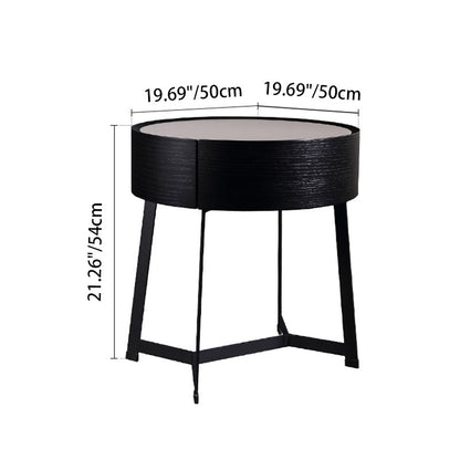 Dual-Material Bedside Table - Corrosion-Resistant Nightstand 1-Drawer For Bedroom